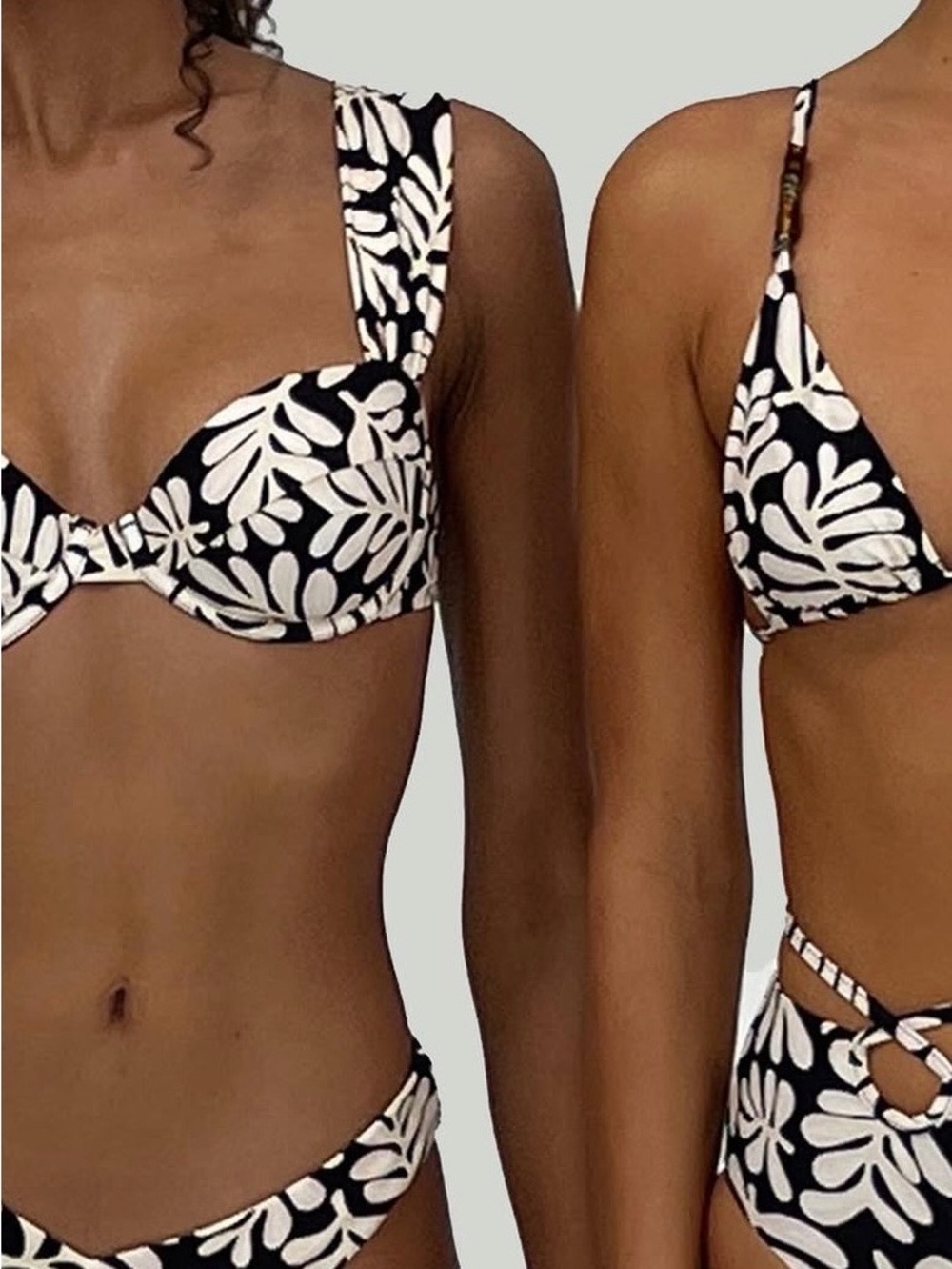 NWT- WeWoreWhAt Black & White Floral Underwire Bikini Top - Women Swim